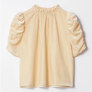 & Other Stories | Butter Yellow Puff Sleeve Velvet Top NWT